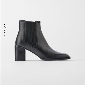 ZARA NWT black leather heeled ankle boots/booties